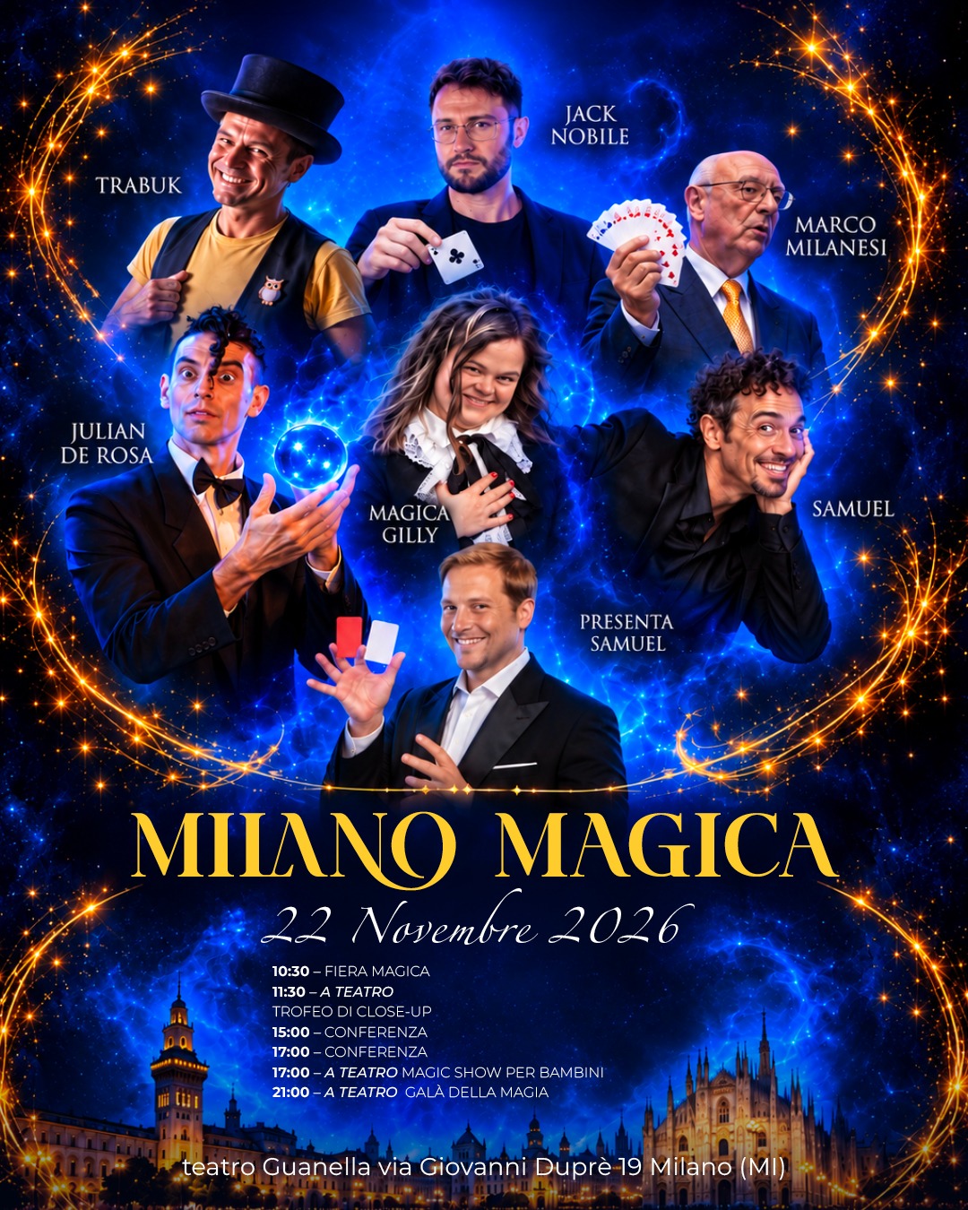Locandina Milano Magica: Trabuk, Jack Nobile, Marco Milanesi, Julian De Rosa, Magica Gilly, Samuel